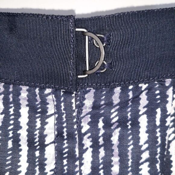 Ann Taylor Loft Linen Mini A-line Skirt Vertical Striped Ribbon Waist Blk Sz 8 - Picture 9 of 12